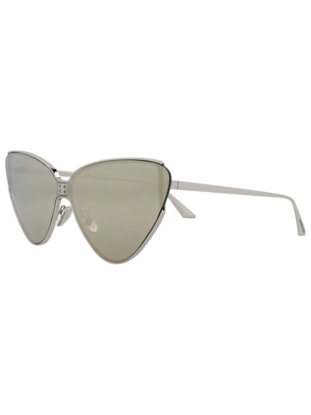 New Balenciaga Women's Sunglasses Cat Eye Metal Frame Silver Silver White